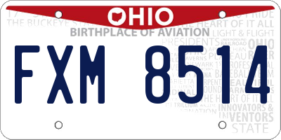 OH license plate FXM8514