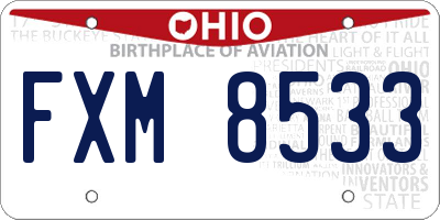 OH license plate FXM8533