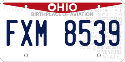 OH license plate FXM8539