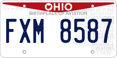 OH license plate FXM8587