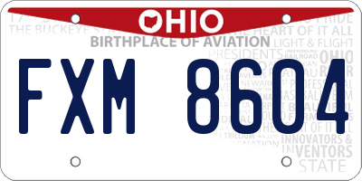 OH license plate FXM8604