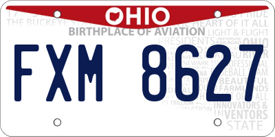 OH license plate FXM8627