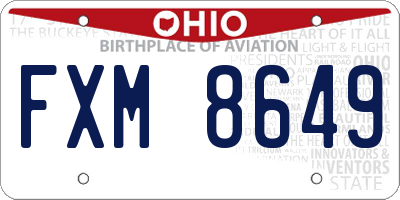 OH license plate FXM8649