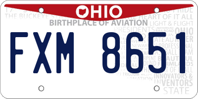 OH license plate FXM8651