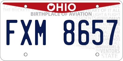 OH license plate FXM8657