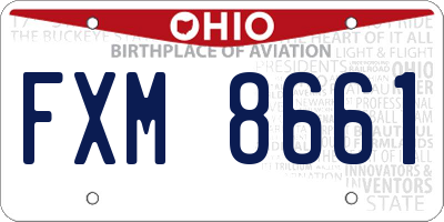 OH license plate FXM8661