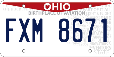 OH license plate FXM8671