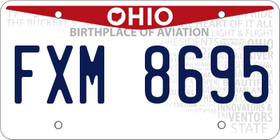 OH license plate FXM8695