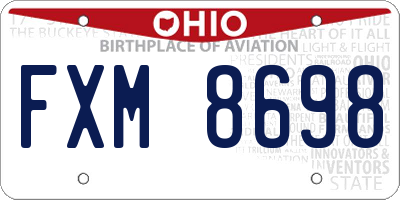 OH license plate FXM8698