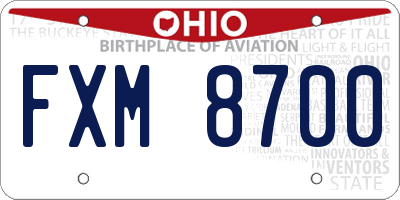 OH license plate FXM8700
