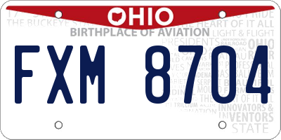 OH license plate FXM8704