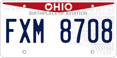OH license plate FXM8708