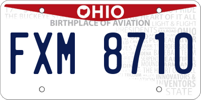 OH license plate FXM8710