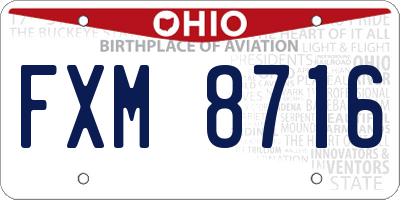 OH license plate FXM8716