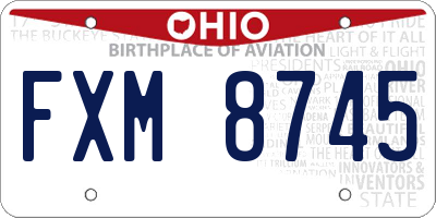 OH license plate FXM8745