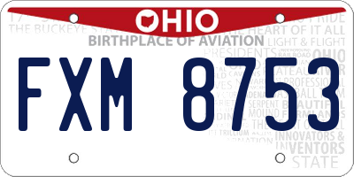 OH license plate FXM8753