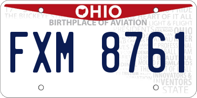 OH license plate FXM8761
