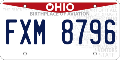 OH license plate FXM8796