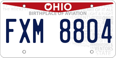 OH license plate FXM8804