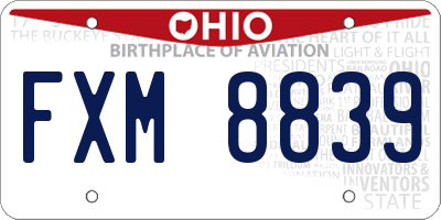 OH license plate FXM8839