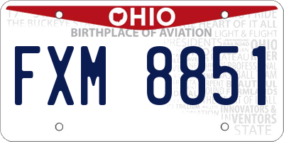 OH license plate FXM8851