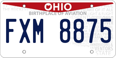 OH license plate FXM8875
