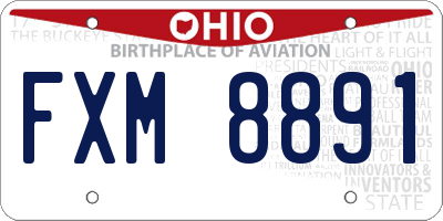 OH license plate FXM8891