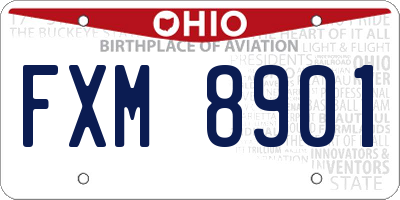 OH license plate FXM8901