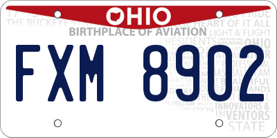 OH license plate FXM8902