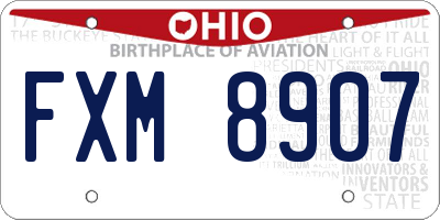 OH license plate FXM8907