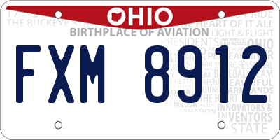 OH license plate FXM8912