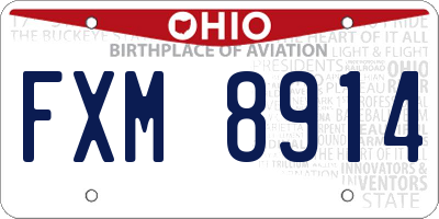 OH license plate FXM8914