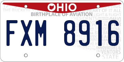 OH license plate FXM8916