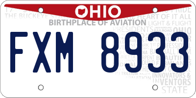 OH license plate FXM8933