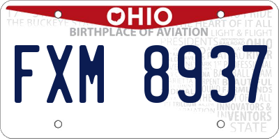 OH license plate FXM8937