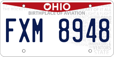 OH license plate FXM8948