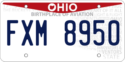 OH license plate FXM8950