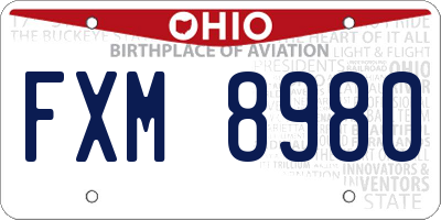 OH license plate FXM8980