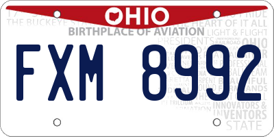 OH license plate FXM8992