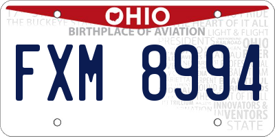 OH license plate FXM8994