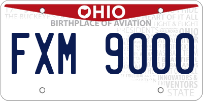 OH license plate FXM9000