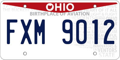 OH license plate FXM9012