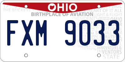 OH license plate FXM9033