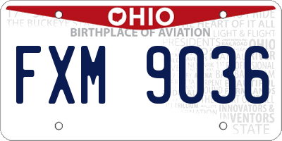 OH license plate FXM9036