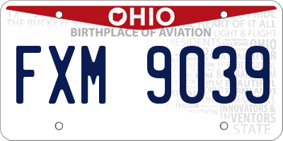 OH license plate FXM9039