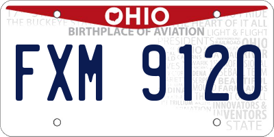 OH license plate FXM9120