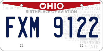 OH license plate FXM9122