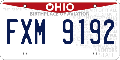 OH license plate FXM9192