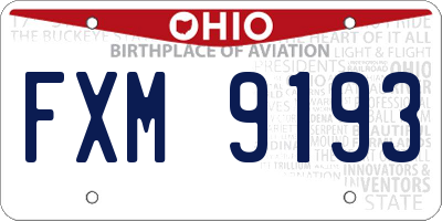OH license plate FXM9193