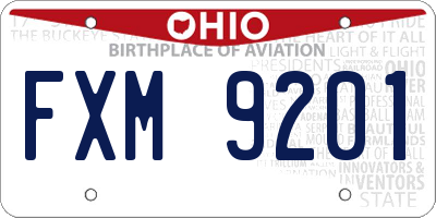OH license plate FXM9201